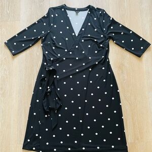 Ann Taylor Black and White Polka Dot Long Sleeve Dress
